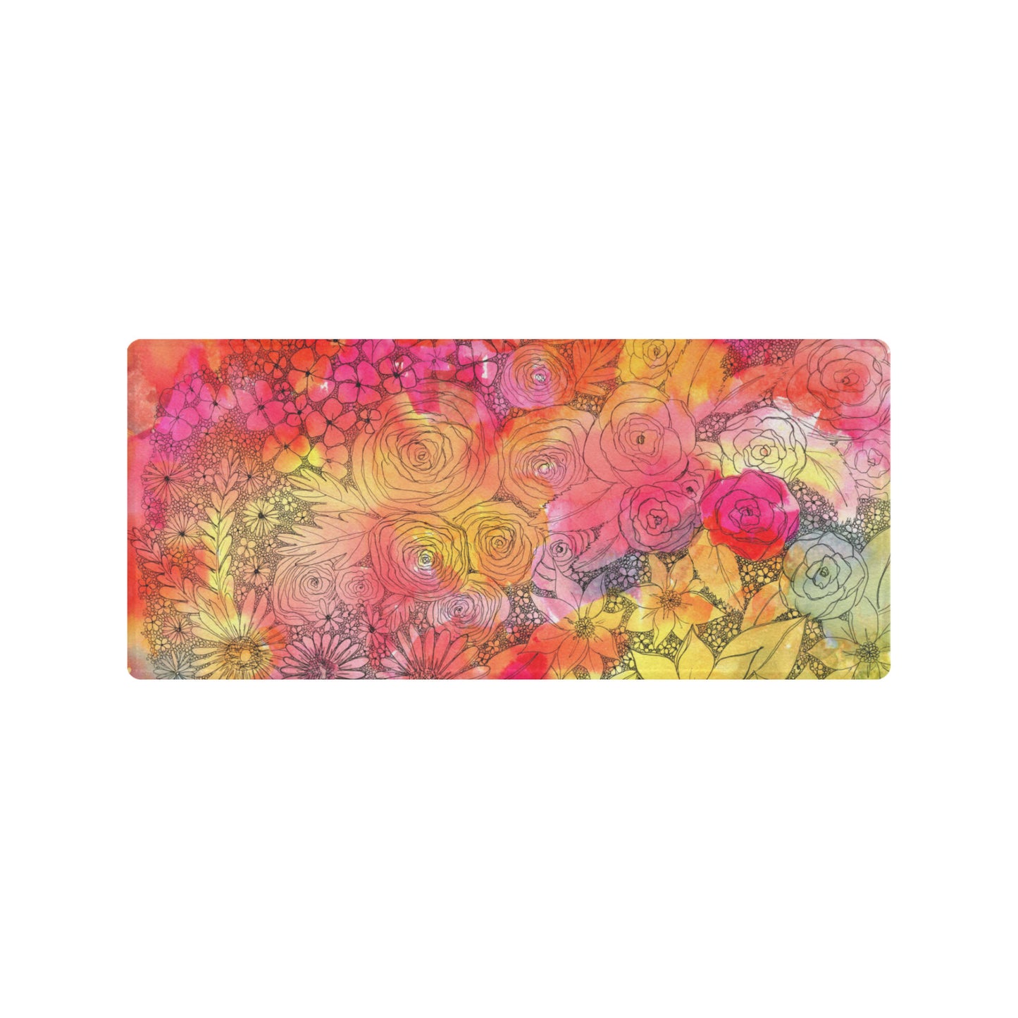Inked flowers Large Desk Mousepad