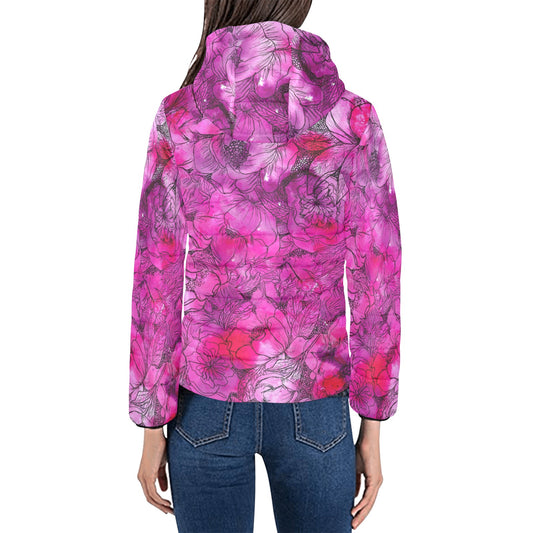 Pink Peony Women's Padded Hooded Jacket