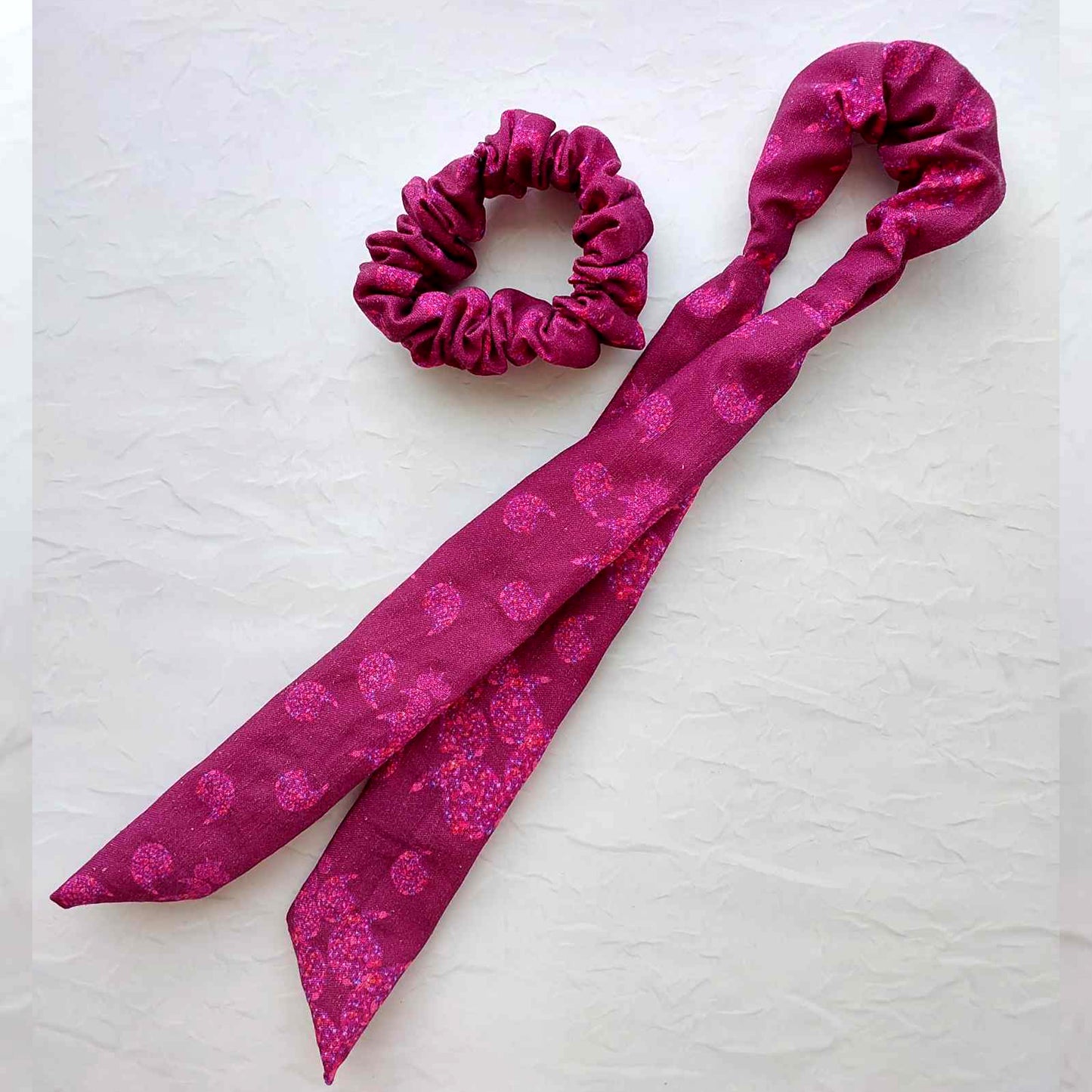 Linen Scrunchie - Blooms - berry