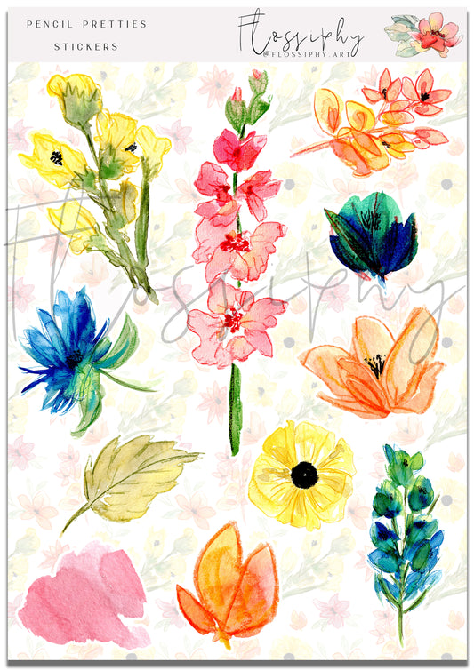 Pencil Pretties Floral Stickers