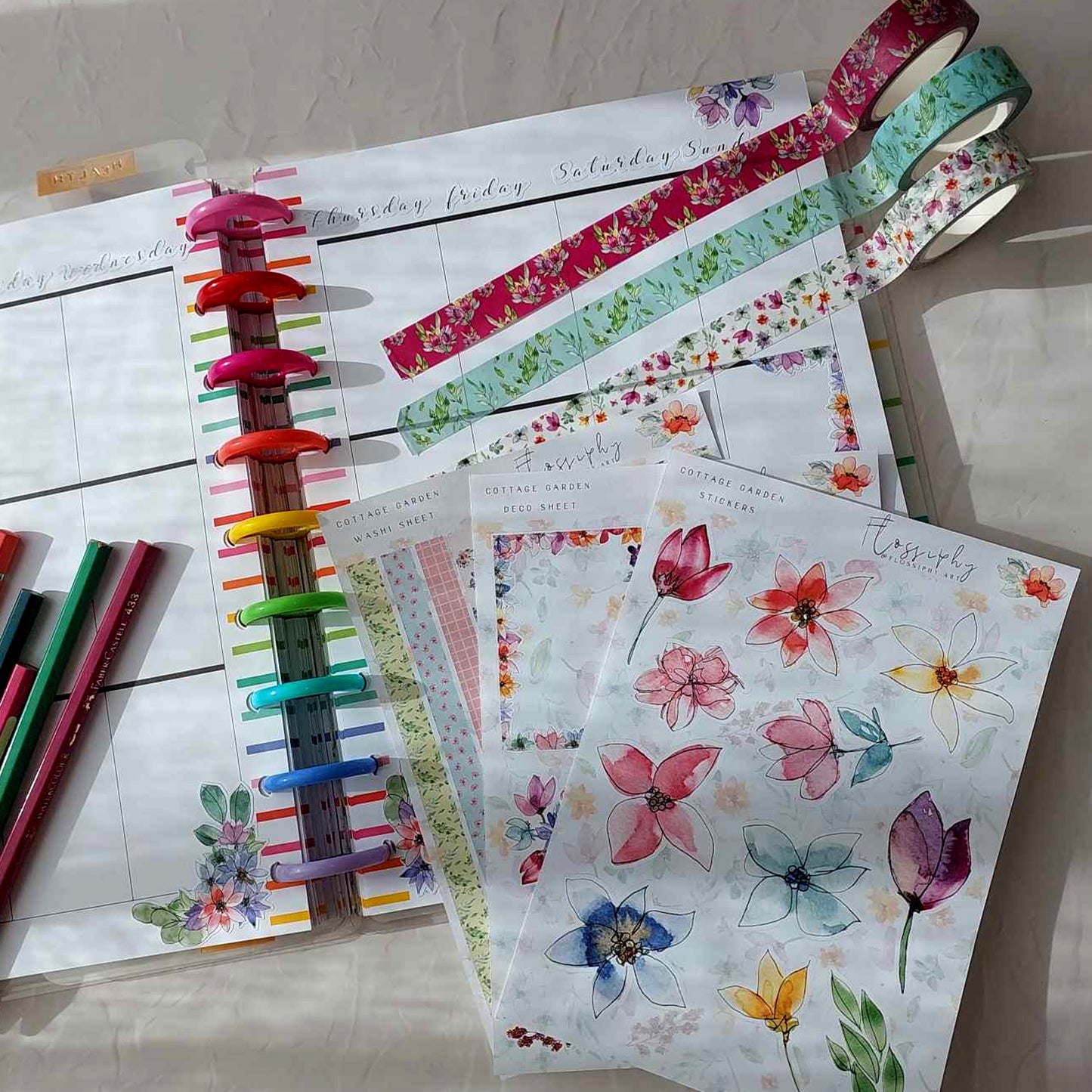 Cottage Garden Collection Washi - Cottage Bouquet Dark Pink