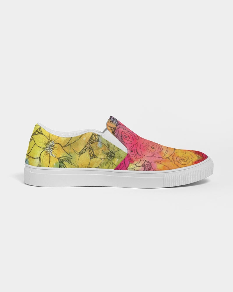 Inked Flowers Women's Slip-On Canvas Shoe