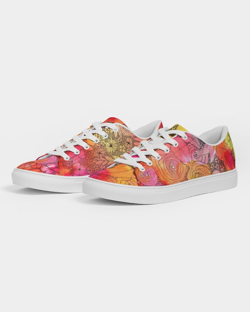 Inked Flowers Women's Faux-Leather Sneaker