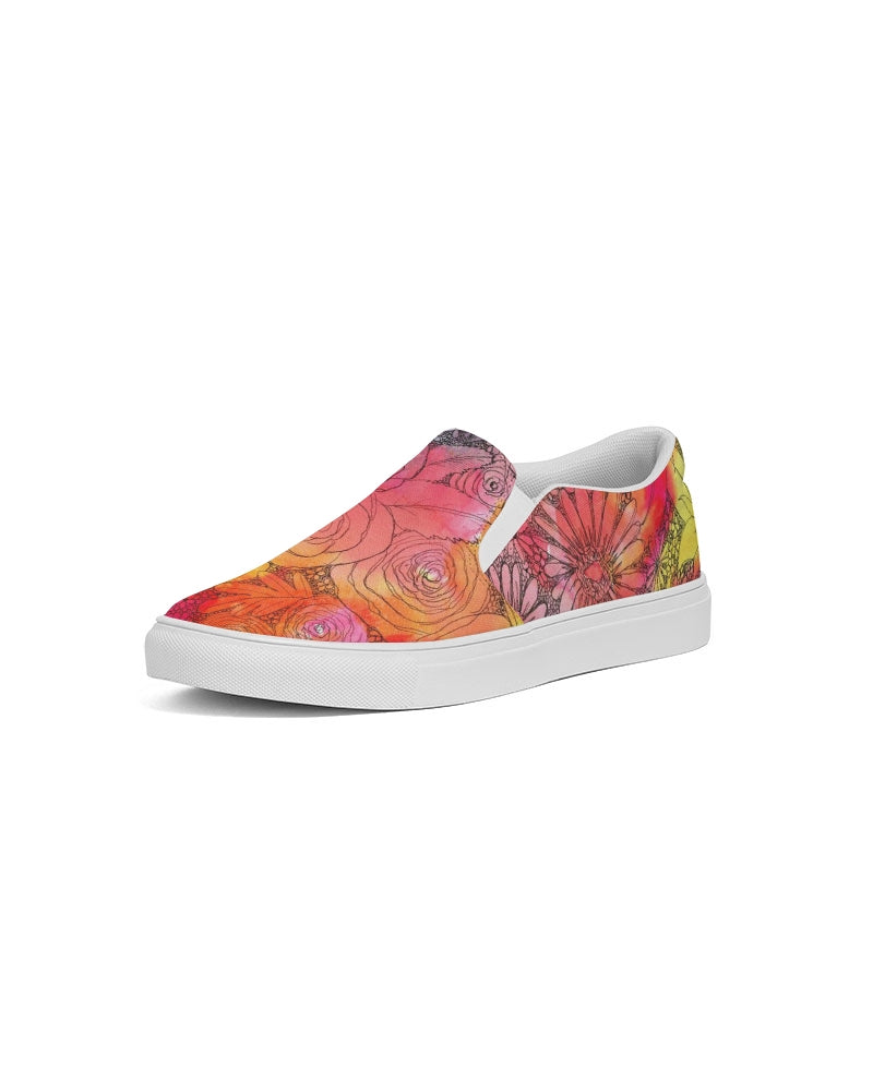 Inked Flowers Women's Slip-On Canvas Shoe