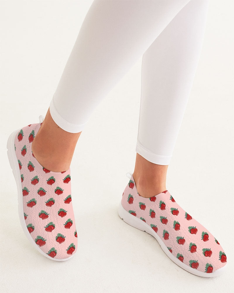 Pink Strawberries Women's Slip-On Flyknit Shoe