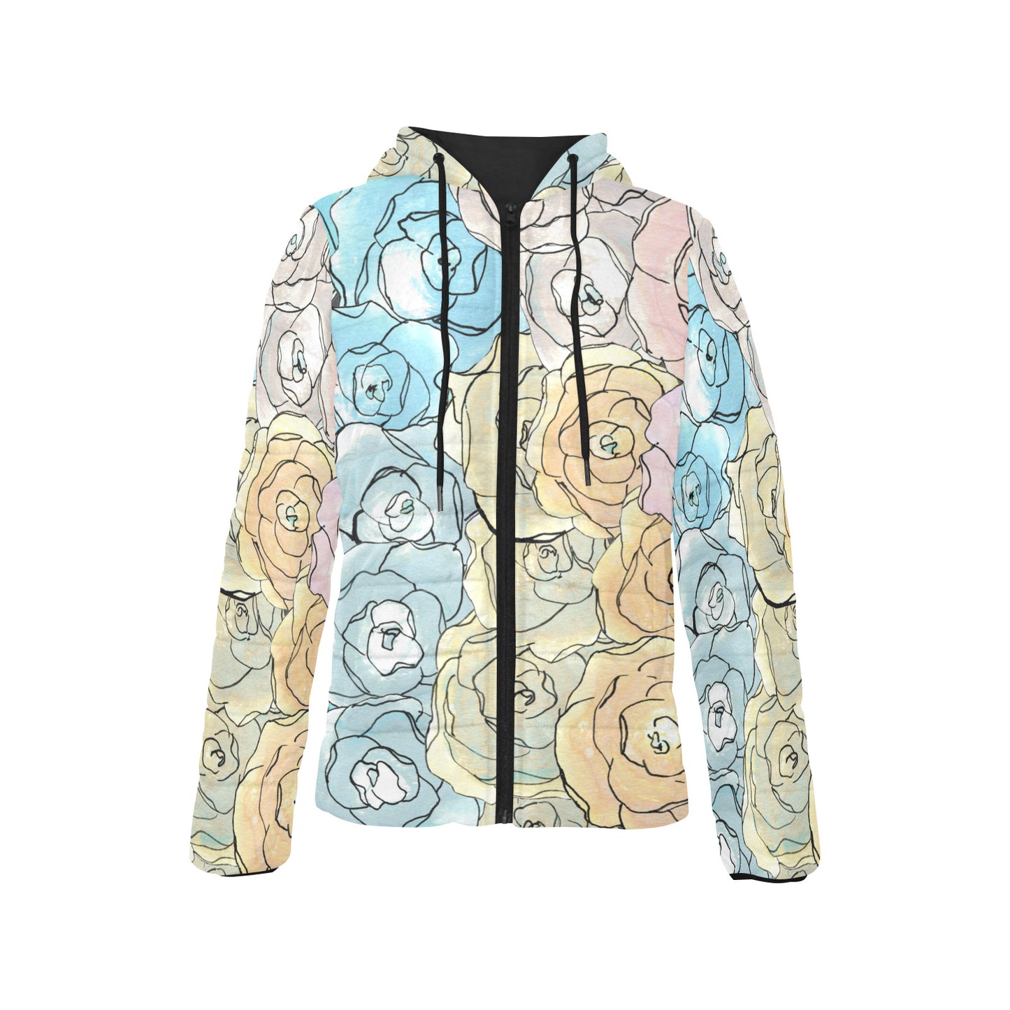 In a Cloud of Roses - Women's Padded Hooded Jacket