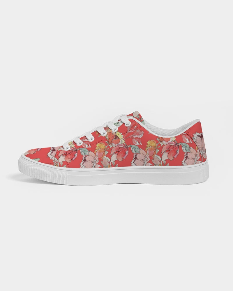 Flower Memory bright orange Women's Faux-Leather Sneaker