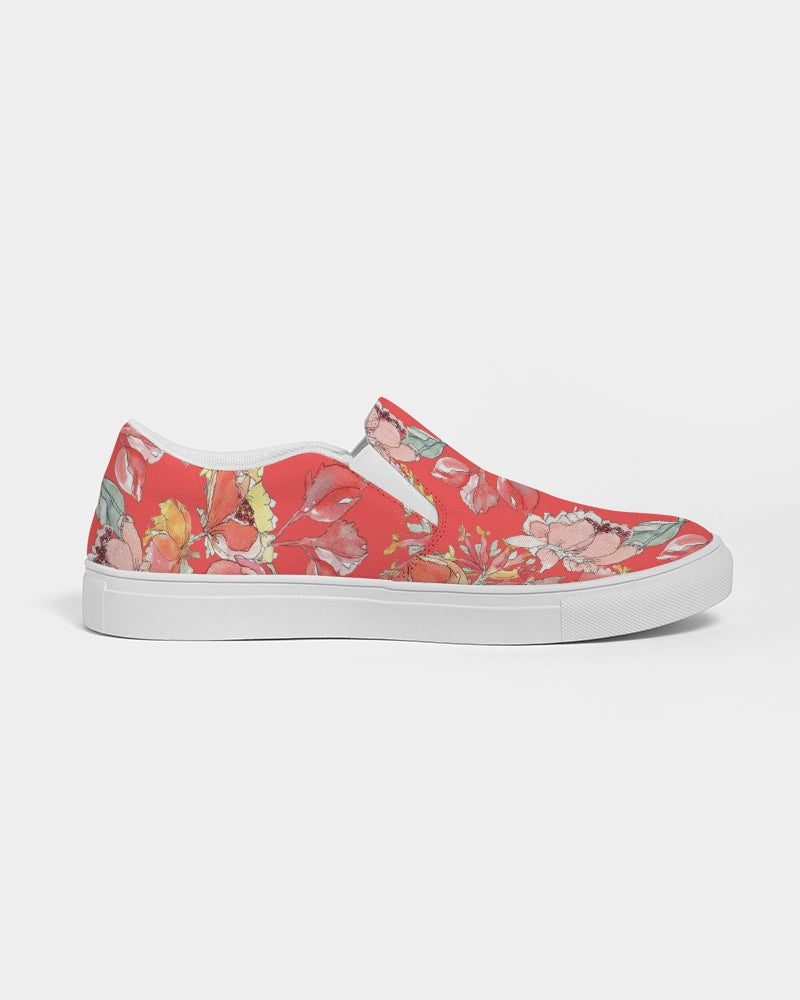 Flower Memory bright orange Women's Slip-On Canvas Shoe