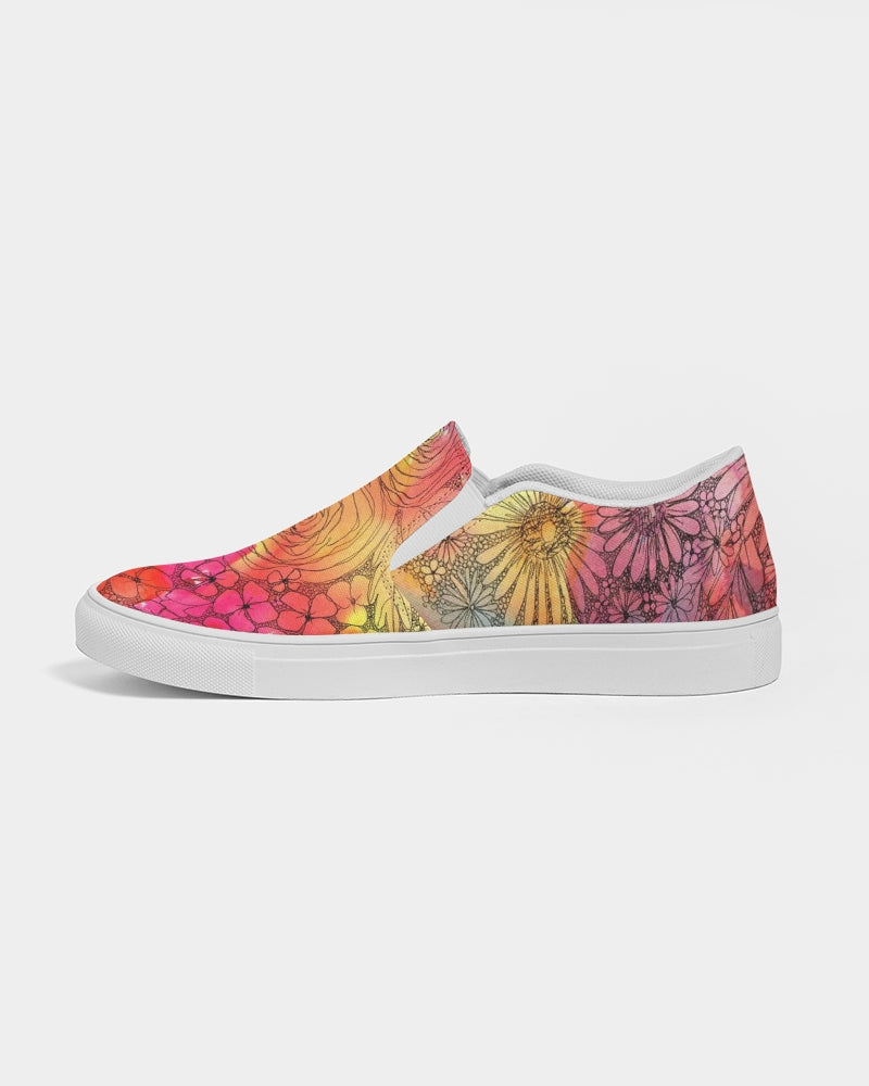 Inked Flowers Women's Slip-On Canvas Shoe