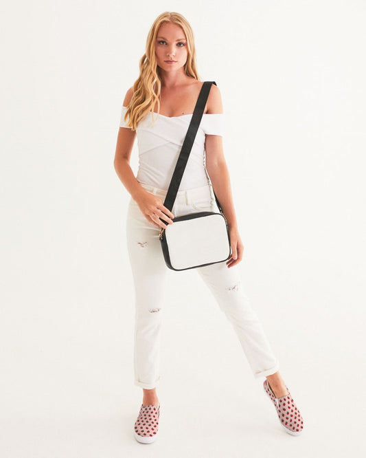 Pink Strawberries Women's Slip-On Canvas Shoe