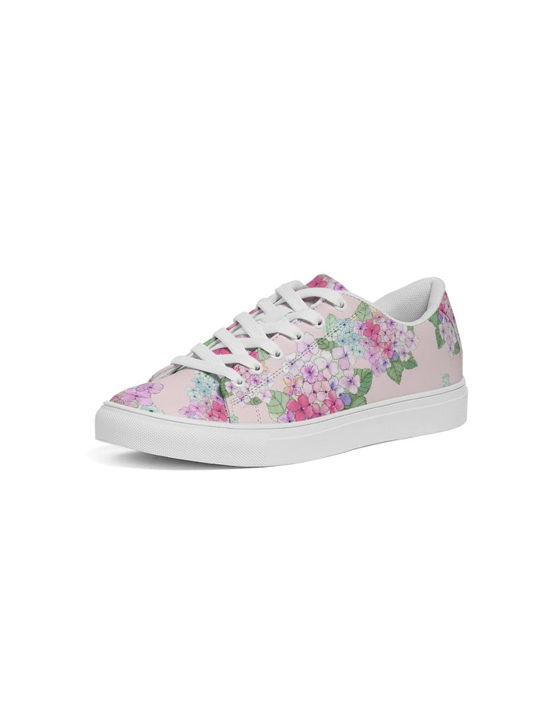 Pink Hydrangaes Women's Faux-Leather Sneaker