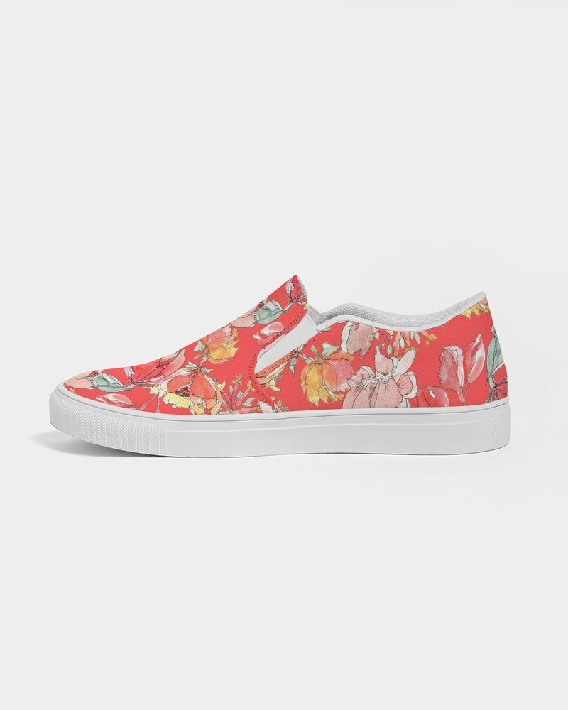 Flower Memory bright orange Women's Slip-On Canvas Shoe