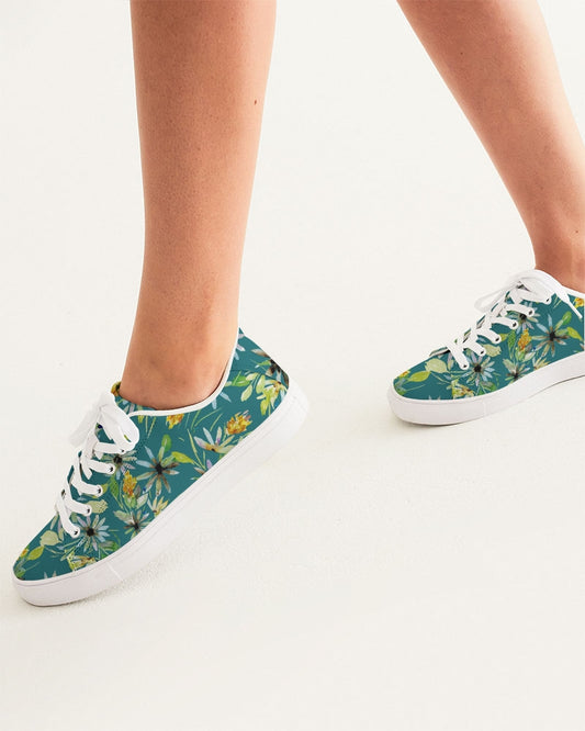 Tropical Daisies Women's Faux-Leather Sneaker