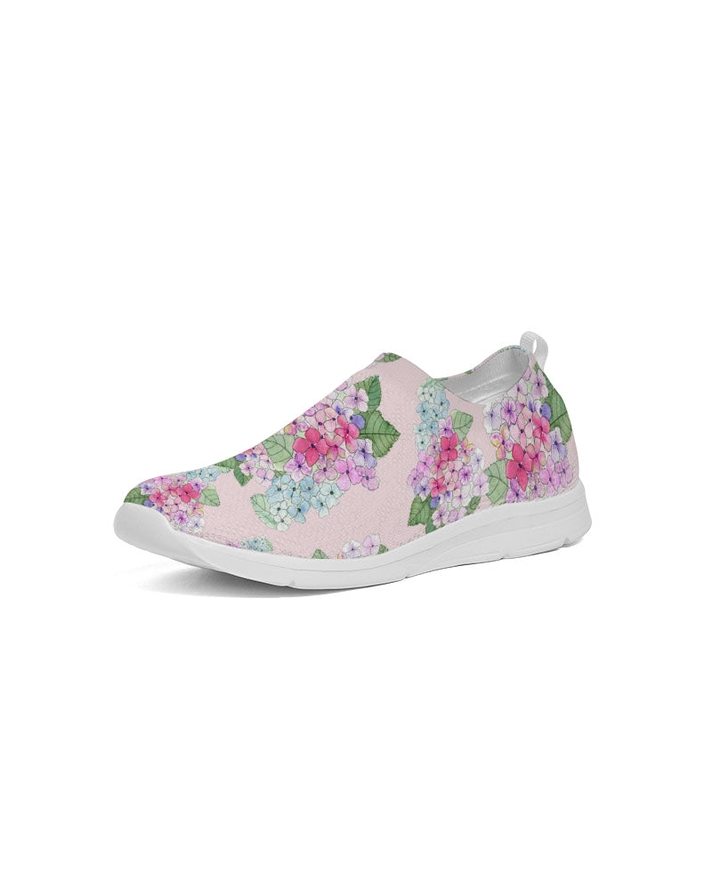 Pink Hydrangaes Women's Slip-On Flyknit Shoe