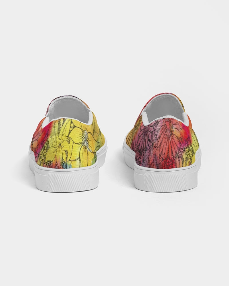Inked Flowers Women's Slip-On Canvas Shoe