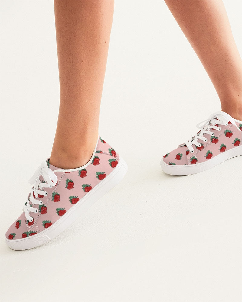 Pink Strawberries Women's Faux-Leather Sneaker