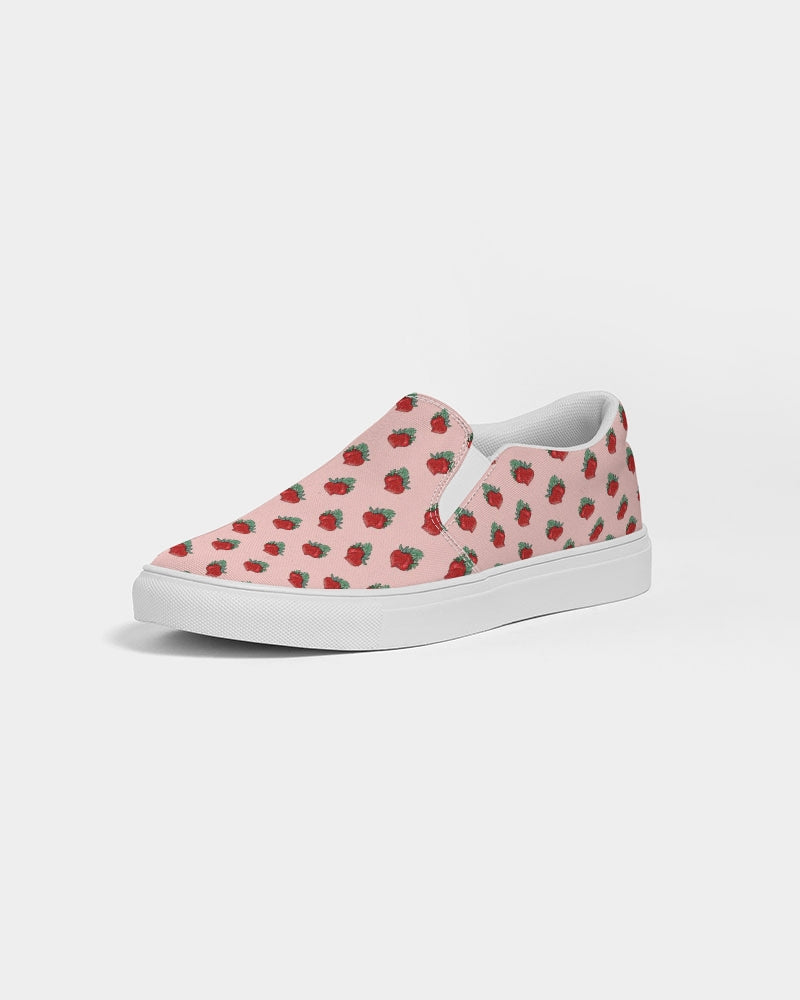 Pink Strawberries Women's Slip-On Canvas Shoe