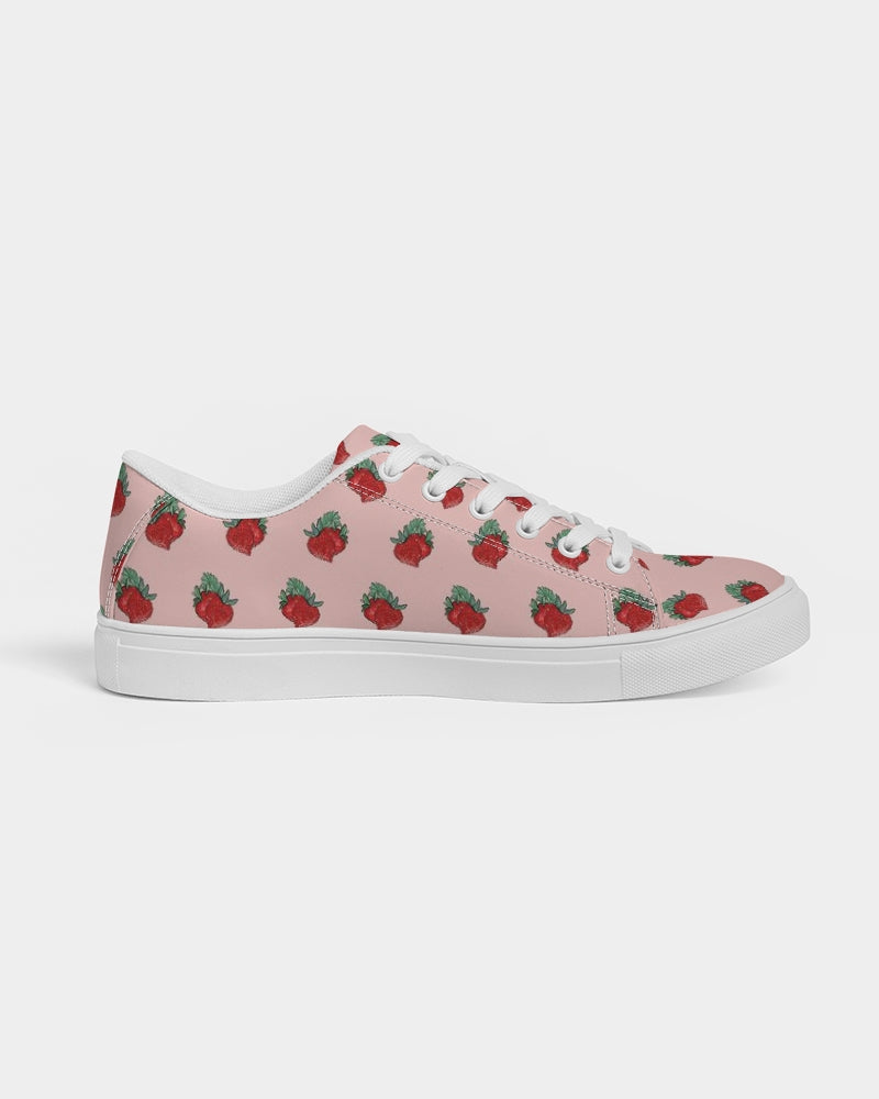 Pink Strawberries Women's Faux-Leather Sneaker