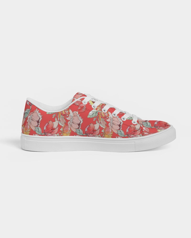 Flower Memory bright orange Women's Faux-Leather Sneaker