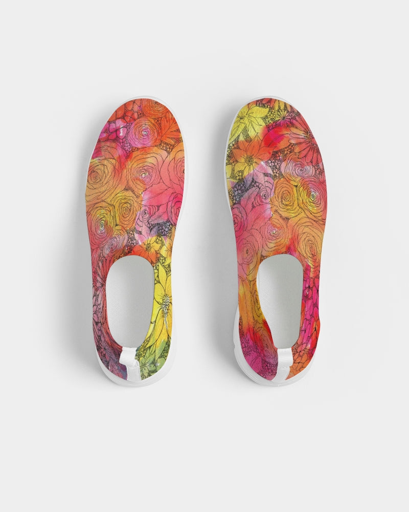 Inked Flowers Women's Slip-On Flyknit Shoe