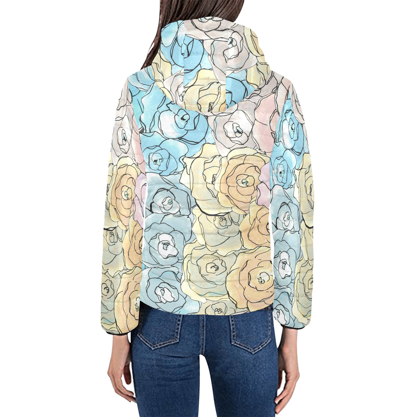 In a Cloud of Roses - Women's Padded Hooded Jacket