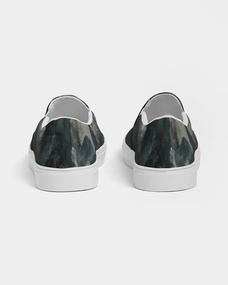 Black n White Camo Women's Slip-On Canvas Shoe