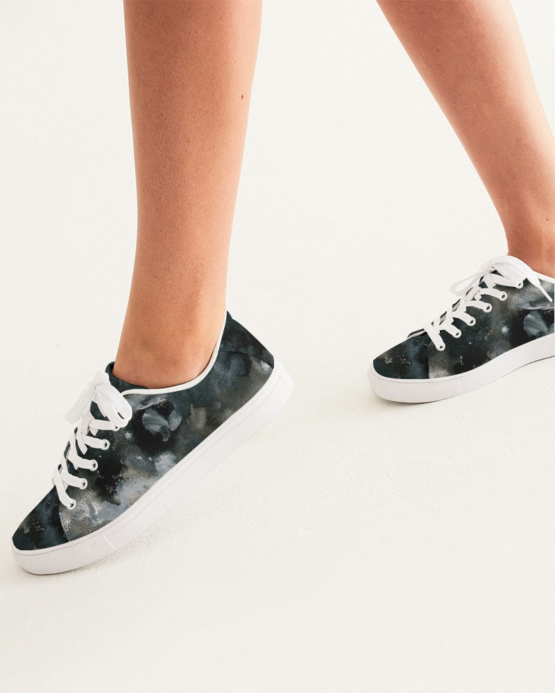 Black n White Camo Women's Faux-Leather Sneaker