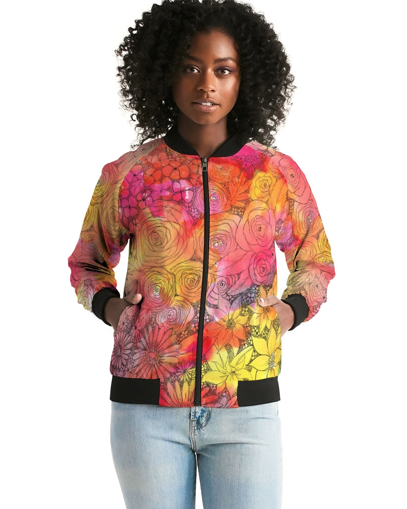Inked Flowers Women's Bomber Jacket