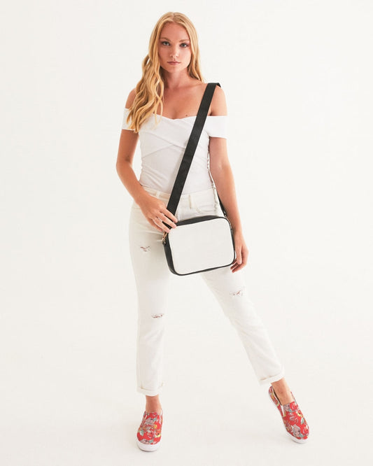 Flower Memory bright orange Women's Slip-On Canvas Shoe