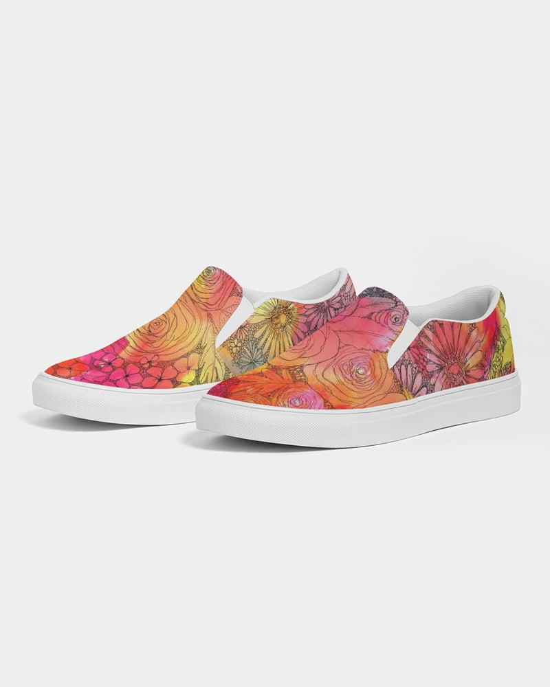 Inked Flowers Women's Slip-On Canvas Shoe
