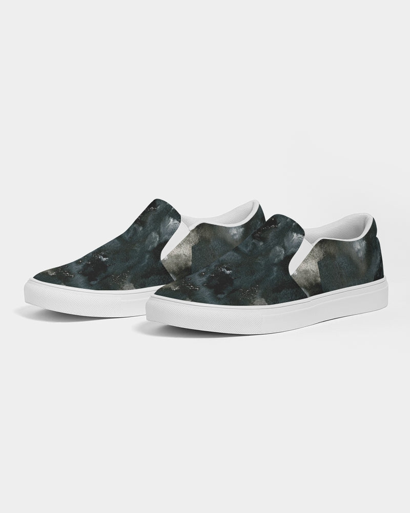 Black n White Camo Women's Slip-On Canvas Shoe