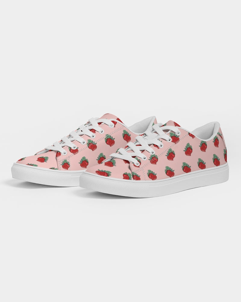 Pink Strawberries Women's Faux-Leather Sneaker