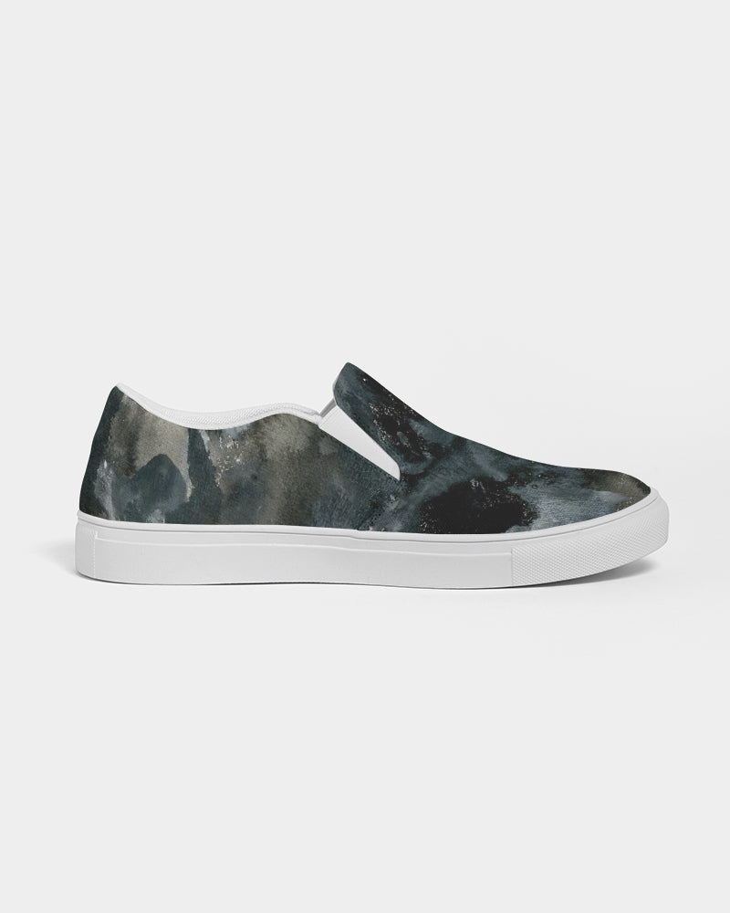 Black n White Camo Women's Slip-On Canvas Shoe
