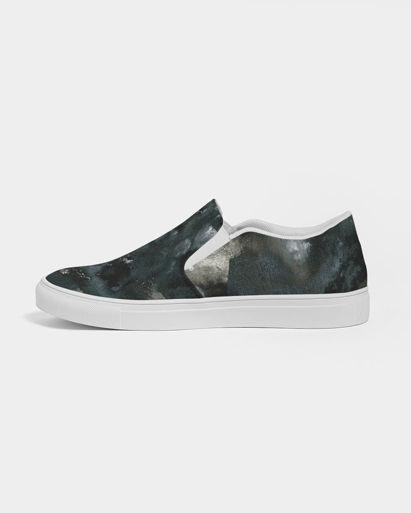 Black n White Camo Women's Slip-On Canvas Shoe