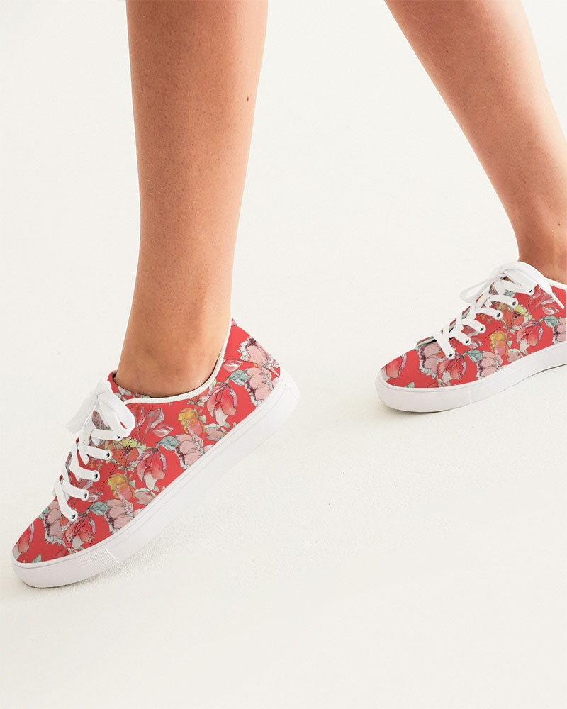 Flower Memory bright orange Women's Faux-Leather Sneaker