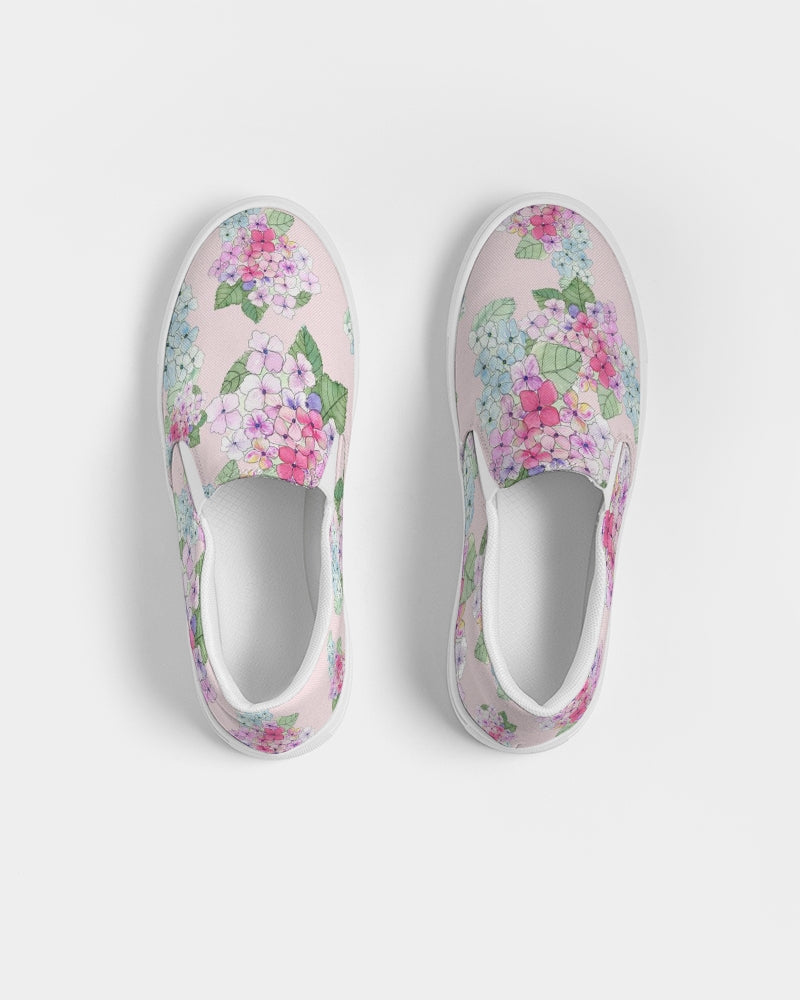 Pink Hydrangeas Women's Slip-On Canvas Shoe