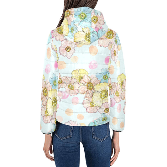 Open Blooms, glass - Women's Padded Hooded Jacket