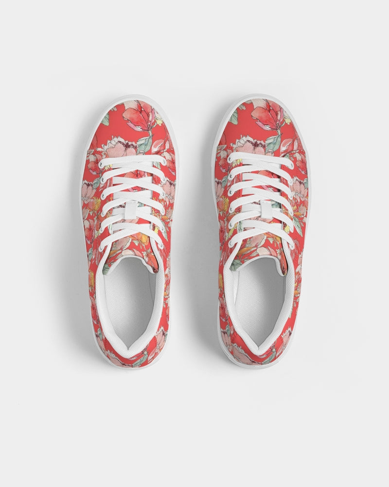 Flower Memory bright orange Women's Faux-Leather Sneaker