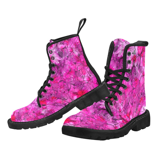 Peony Passion Canvas Boots for Women