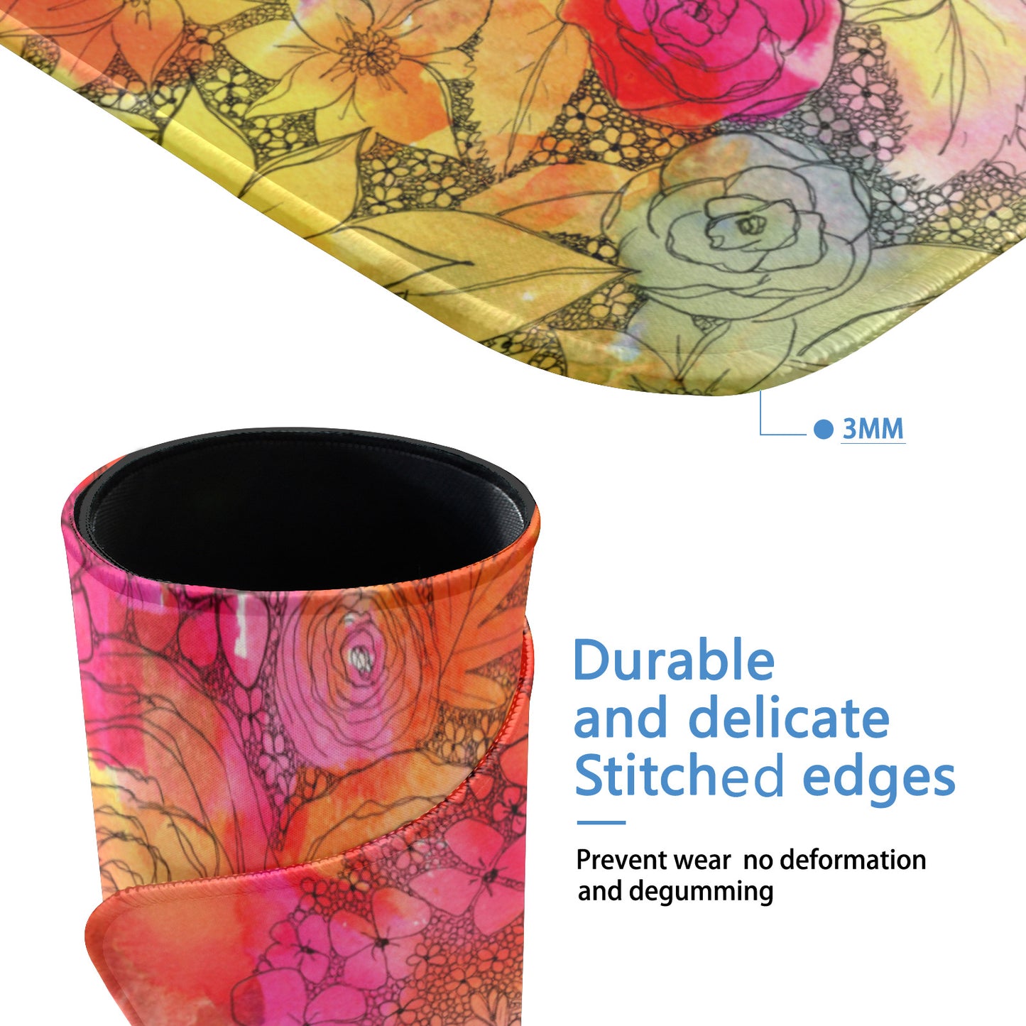 Inked flowers Large Desk Mousepad