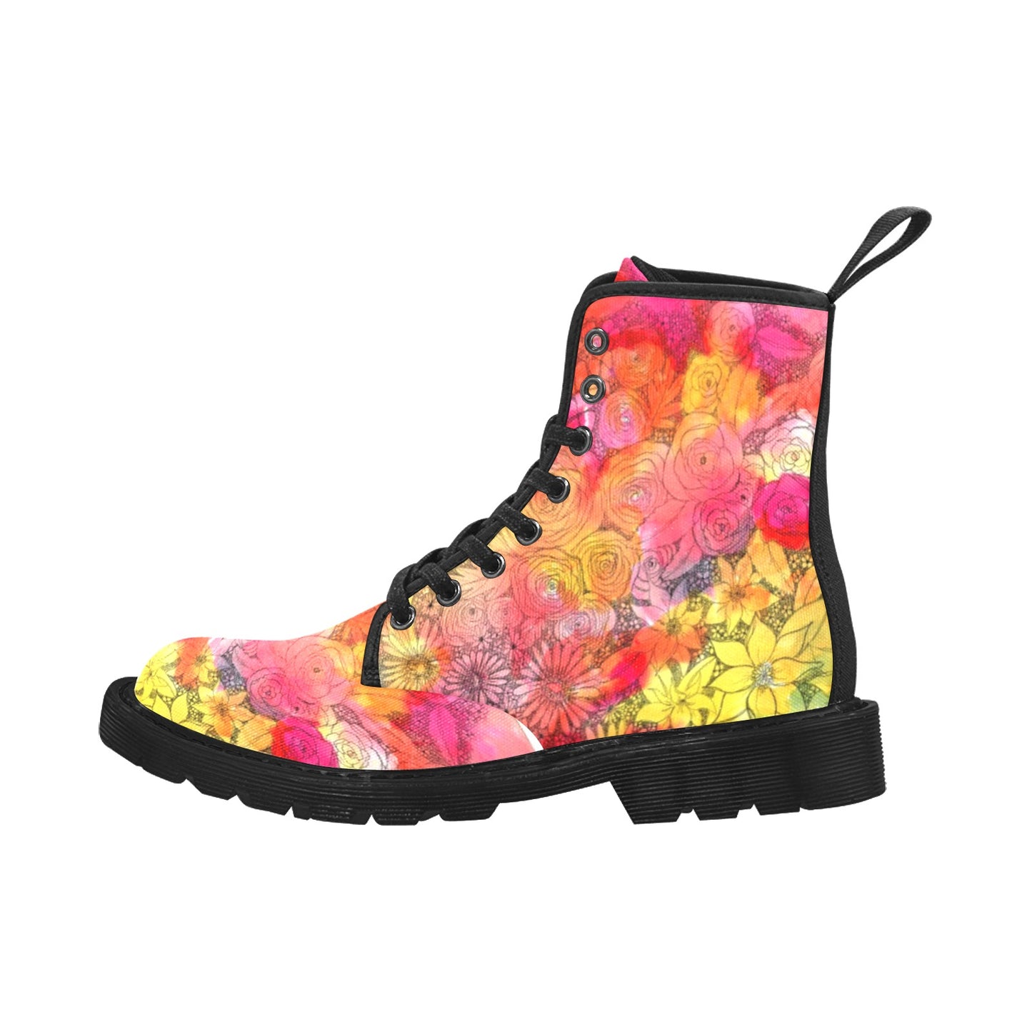 Inked Florals  Canvas Boots for Women