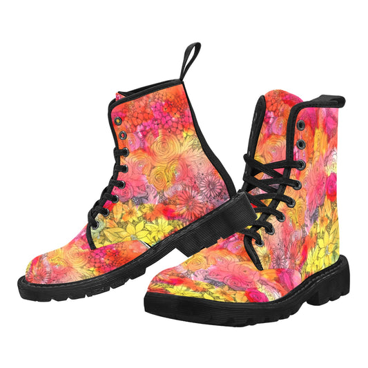 Inked Florals  Canvas Boots for Women
