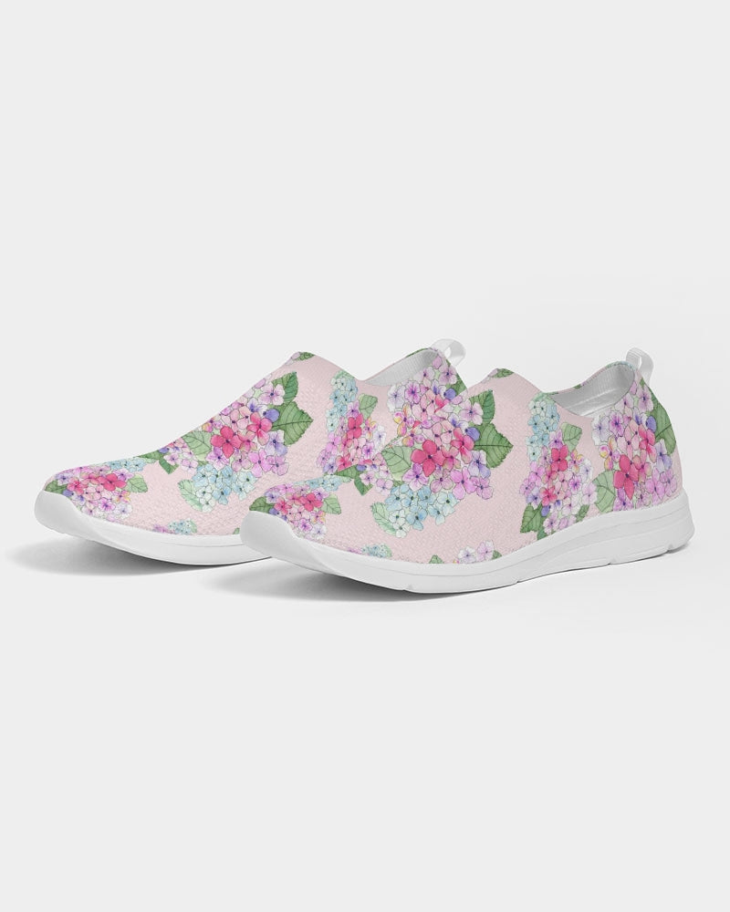 Pink Hydrangaes Women's Slip-On Flyknit Shoe