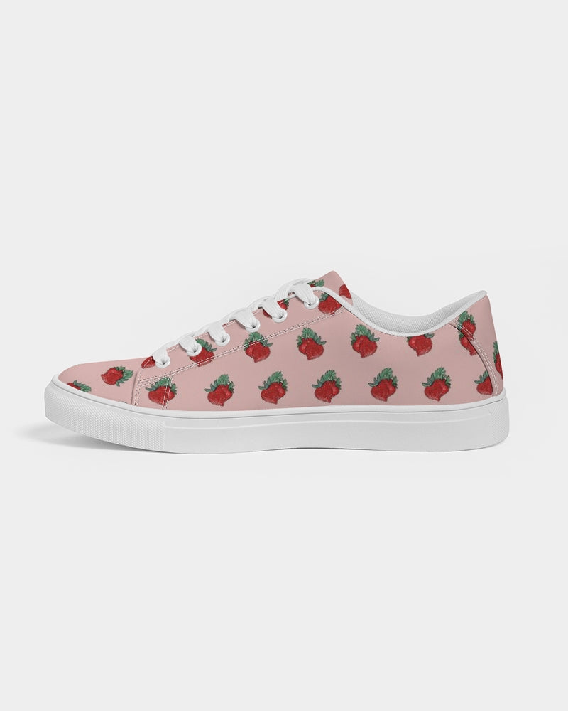 Pink Strawberries Women's Faux-Leather Sneaker