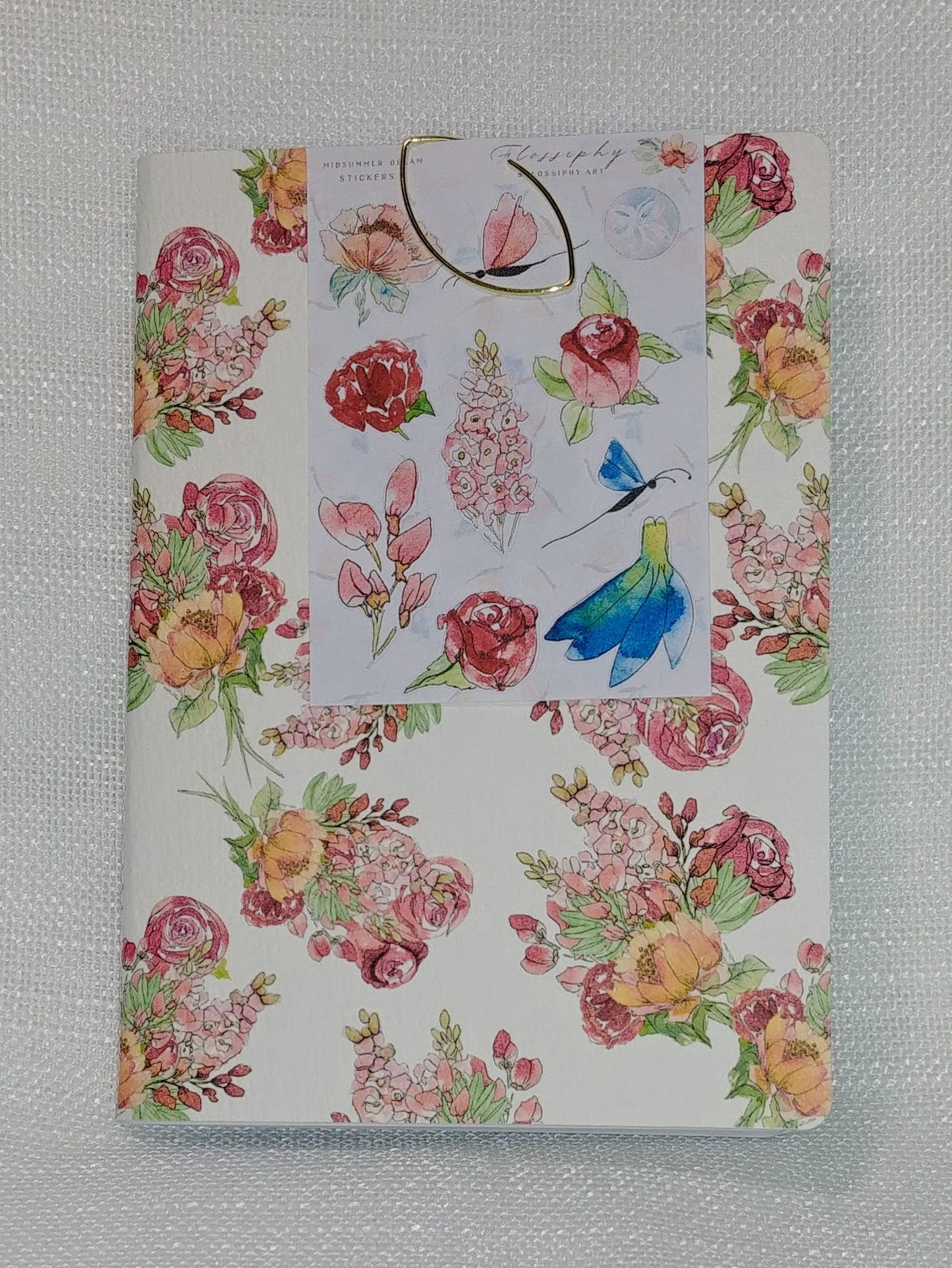 Notebook with Mini Stickers, Summer Bouquet - Lace