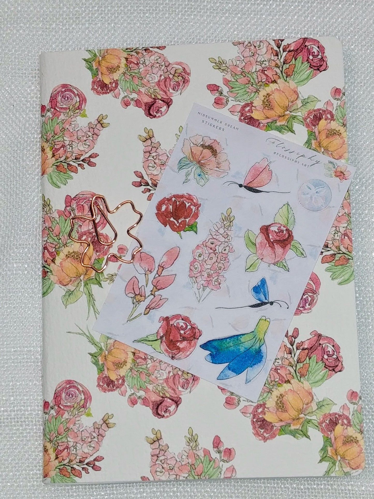 Notebook with Mini Stickers, Summer Bouquet - Lace