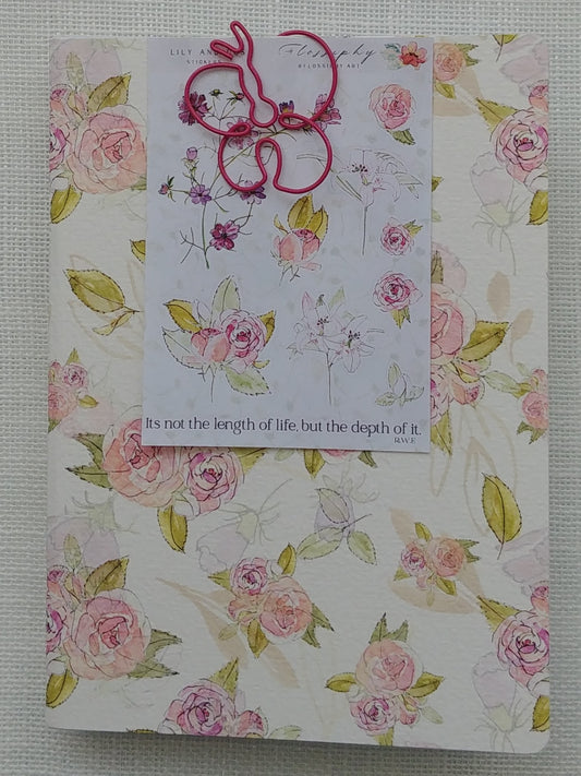 Notebook with Mini Stickers, Lily and Cos,  Rose Bouquet - White