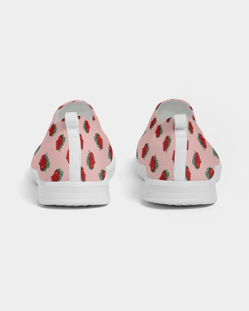 Pink Strawberries Women's Slip-On Flyknit Shoe