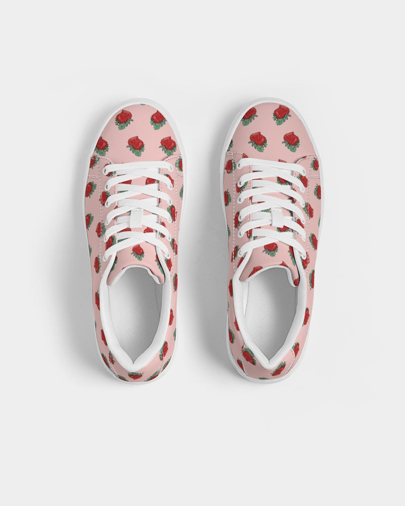 Pink Strawberries Women's Faux-Leather Sneaker
