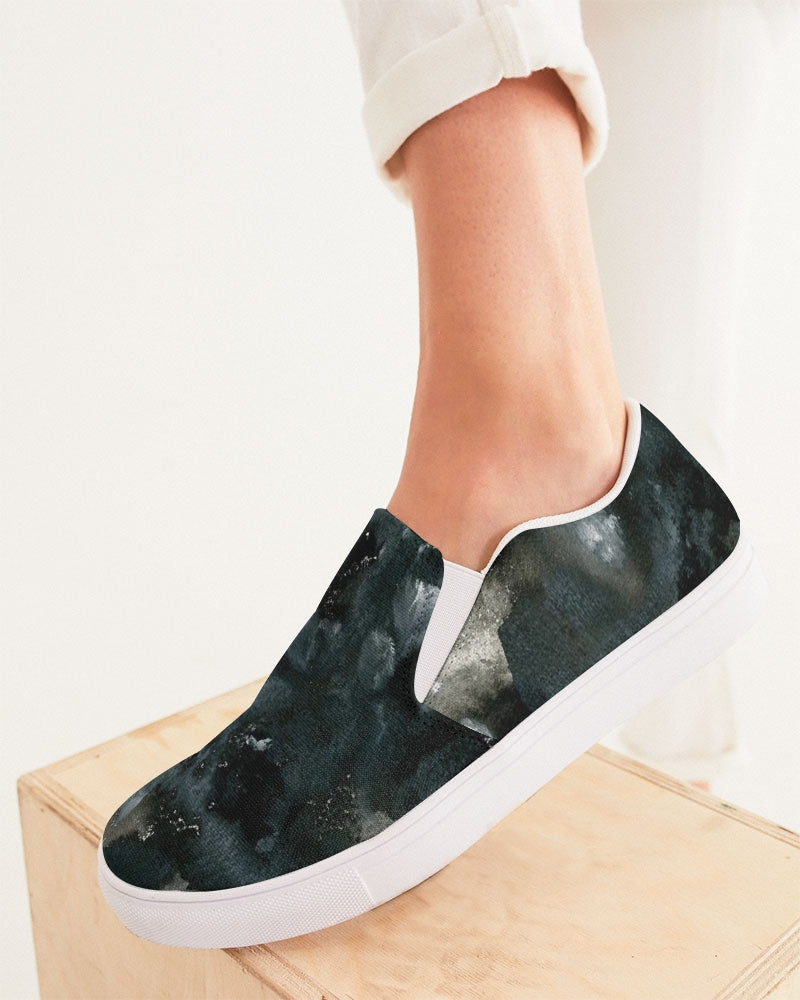 Black n White Camo Women's Slip-On Canvas Shoe